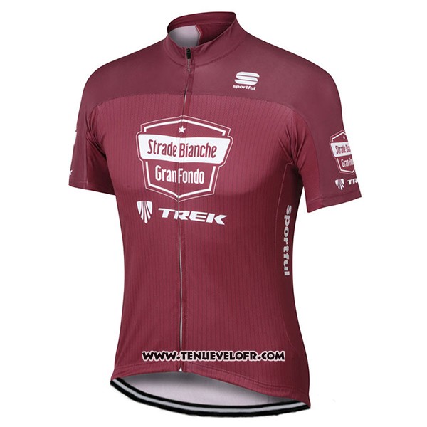 2017 Maillot Ciclismo Strade Bianche Trek Rouge Manches Courtes et Cuissard